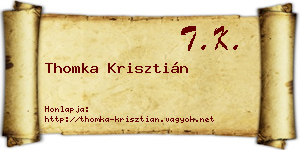 Thomka Krisztián névjegykártya